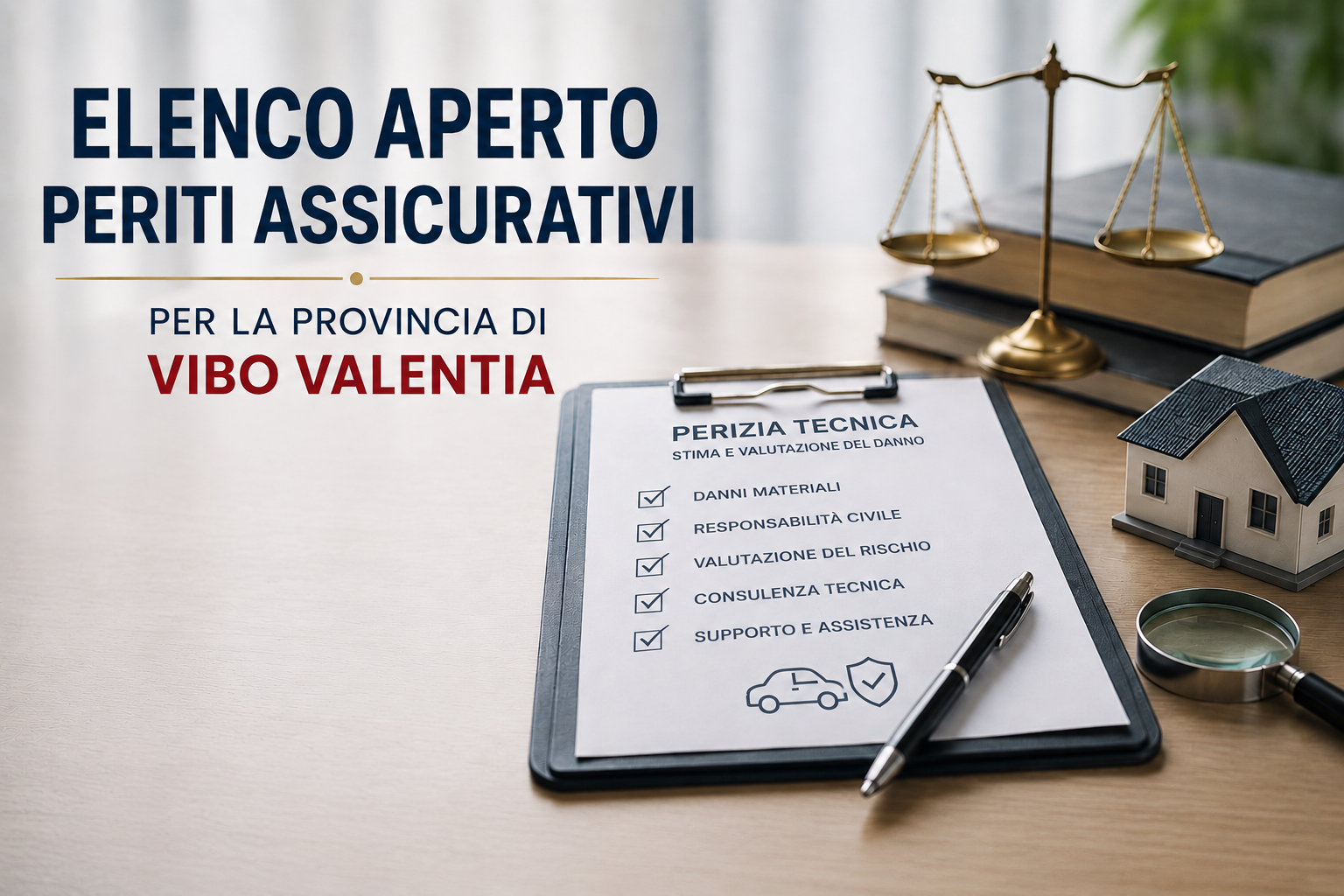 Elenco aperto in modalità digitale sul Portale Appalti della Provincia di Vibo Valentia dei Periti assicurativi per l'affidamento di incarichi di consulenza ed assistenza tecnico-modale 